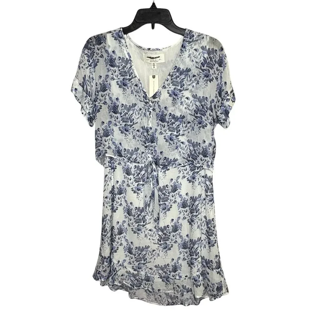 Cloth & Stone Anthropologie Blue Floral Girly Feminine Vivian Tunic Dress XS New